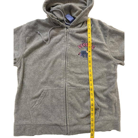 Disney Eeyore Hoodie Womens LG Gray Back Hit Zip Fleece Embroidered Winnie Pooh - Picture 7 of 7